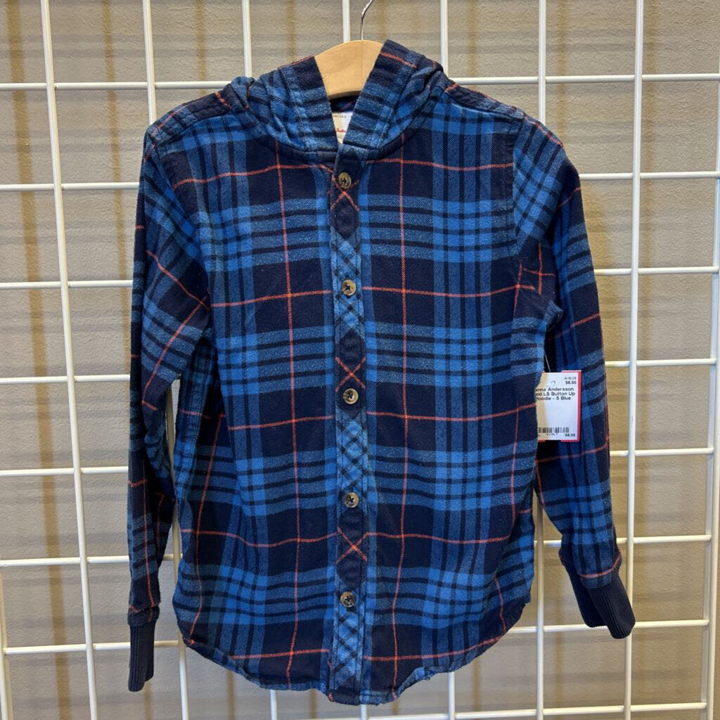Hanna Andersson Plaid LS Button Up Hoodie - 5