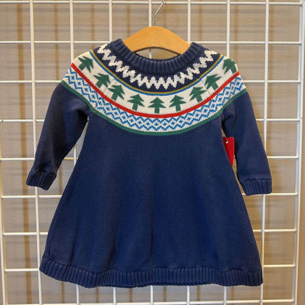 Hanna Andersson Knit Tree LS Dress - 2T
