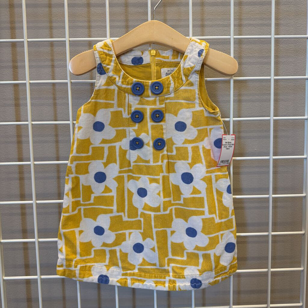 Mini Boden Corduroy Floral Shift Dress - 18/24m