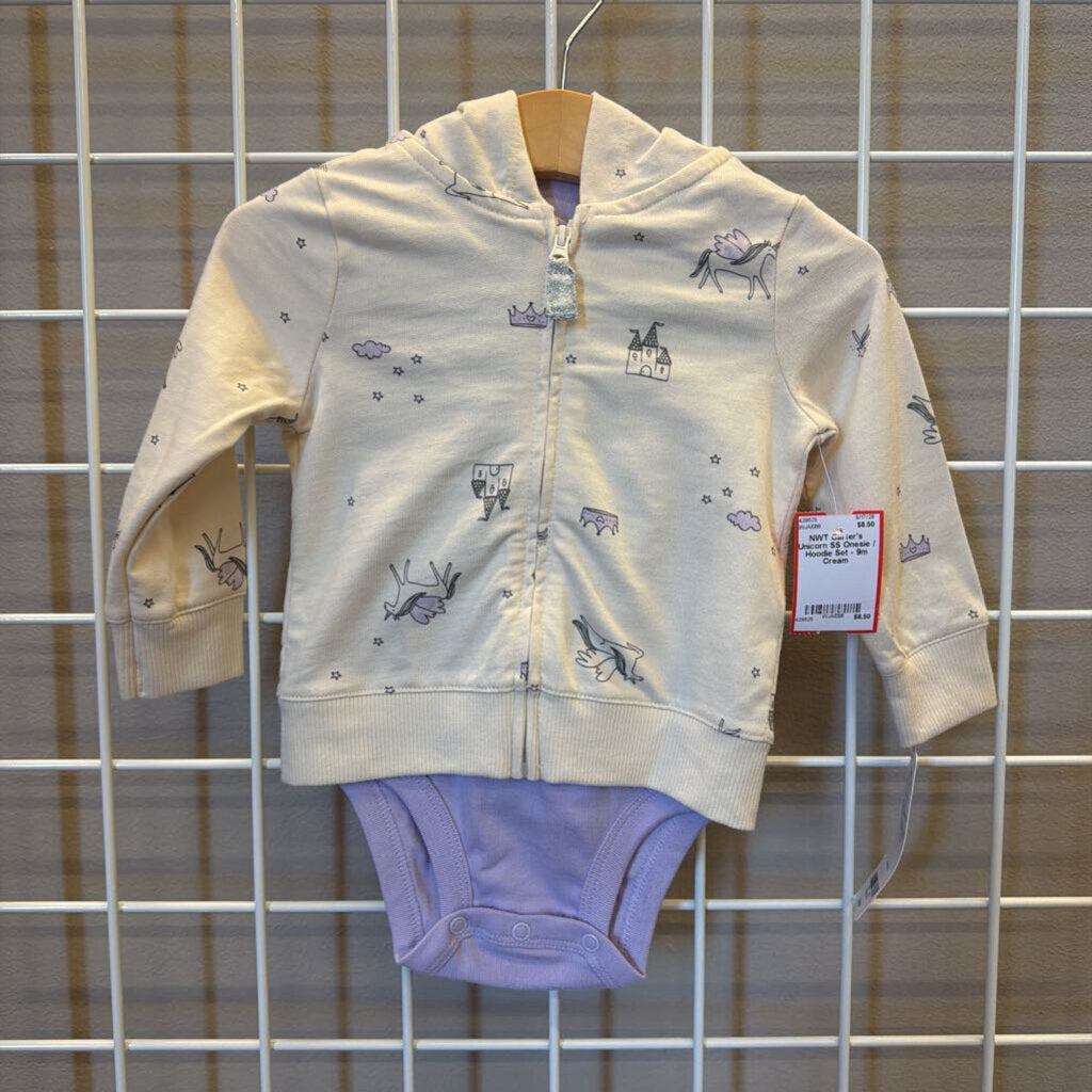 NWT Carter's Unicorn SS Onesie / Hoodie Set - 9m