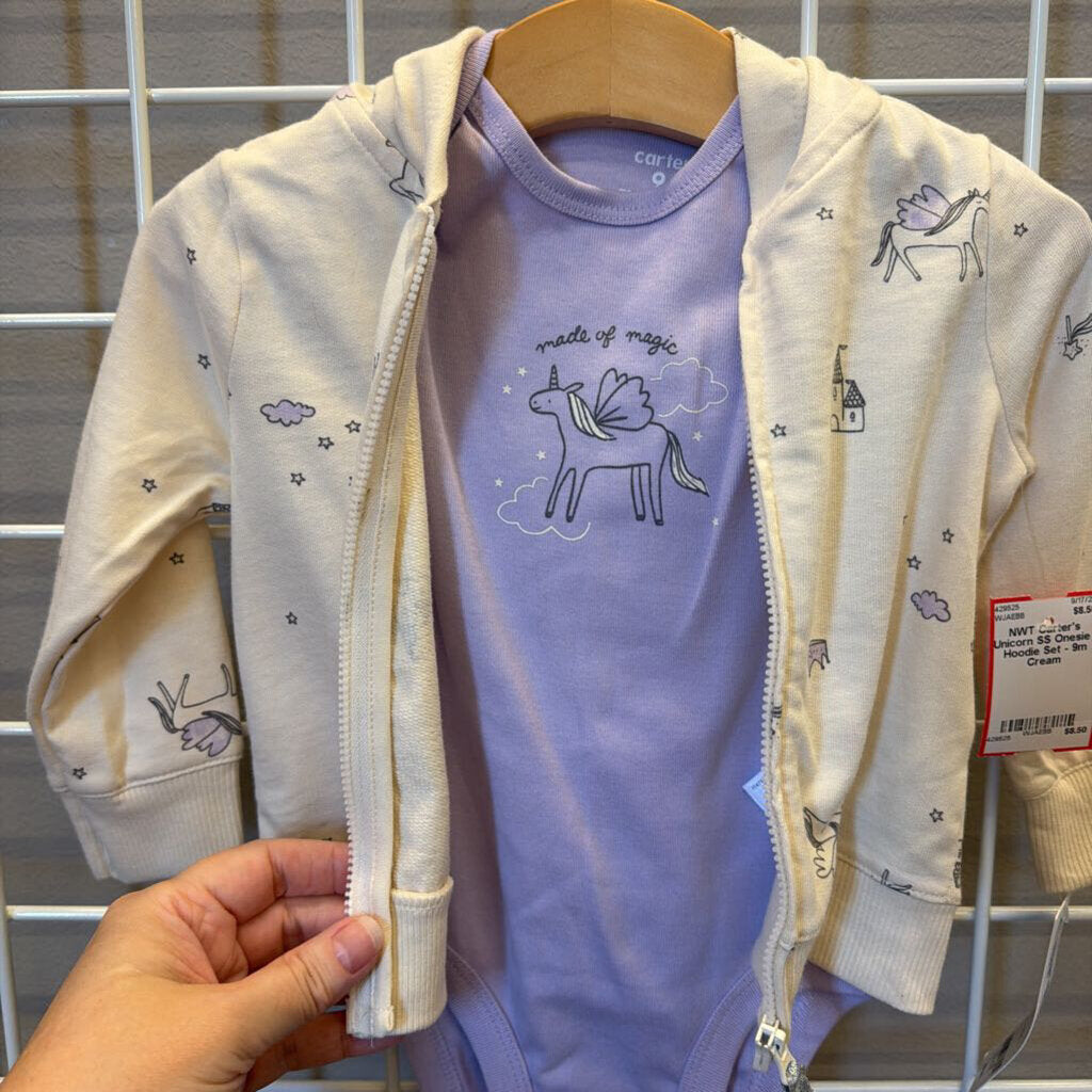 NWT Carter's Unicorn SS Onesie / Hoodie Set - 9m