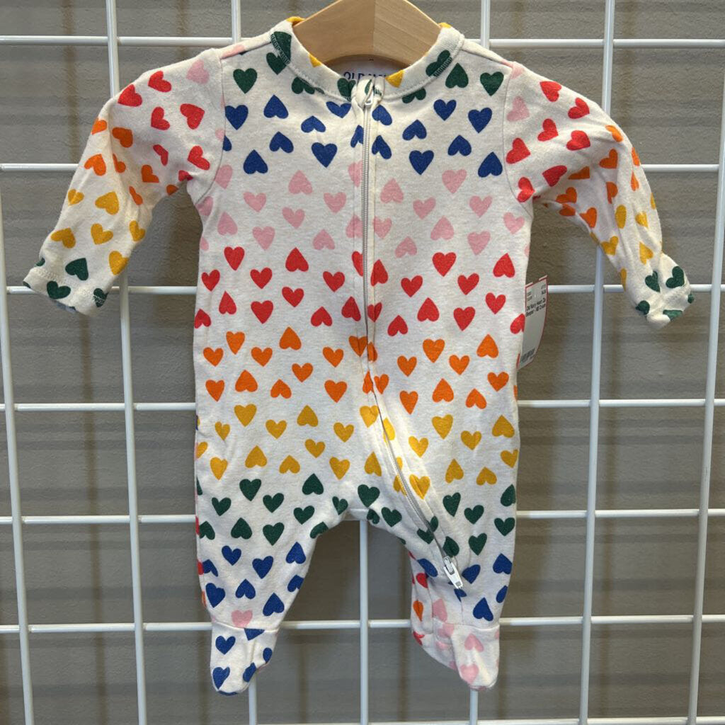 Old Navy Heart Zip Sleeper - NB