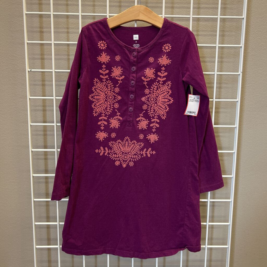 Tea Embroidered LS Dress - 8