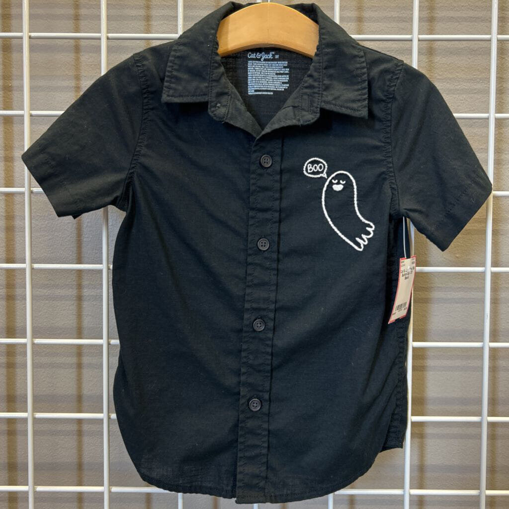 Cat & Jack Boo SS Button Up - 3T