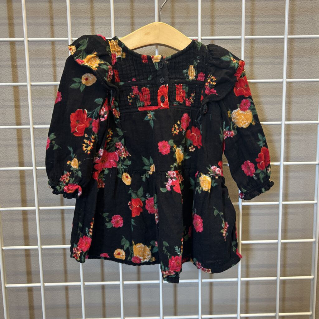 Old Navy Linen Floral LS Dress - 12/18m