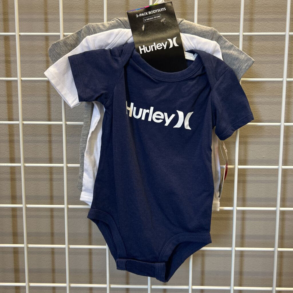 NWT Hurley 3pc Bodysuit - 3/6m