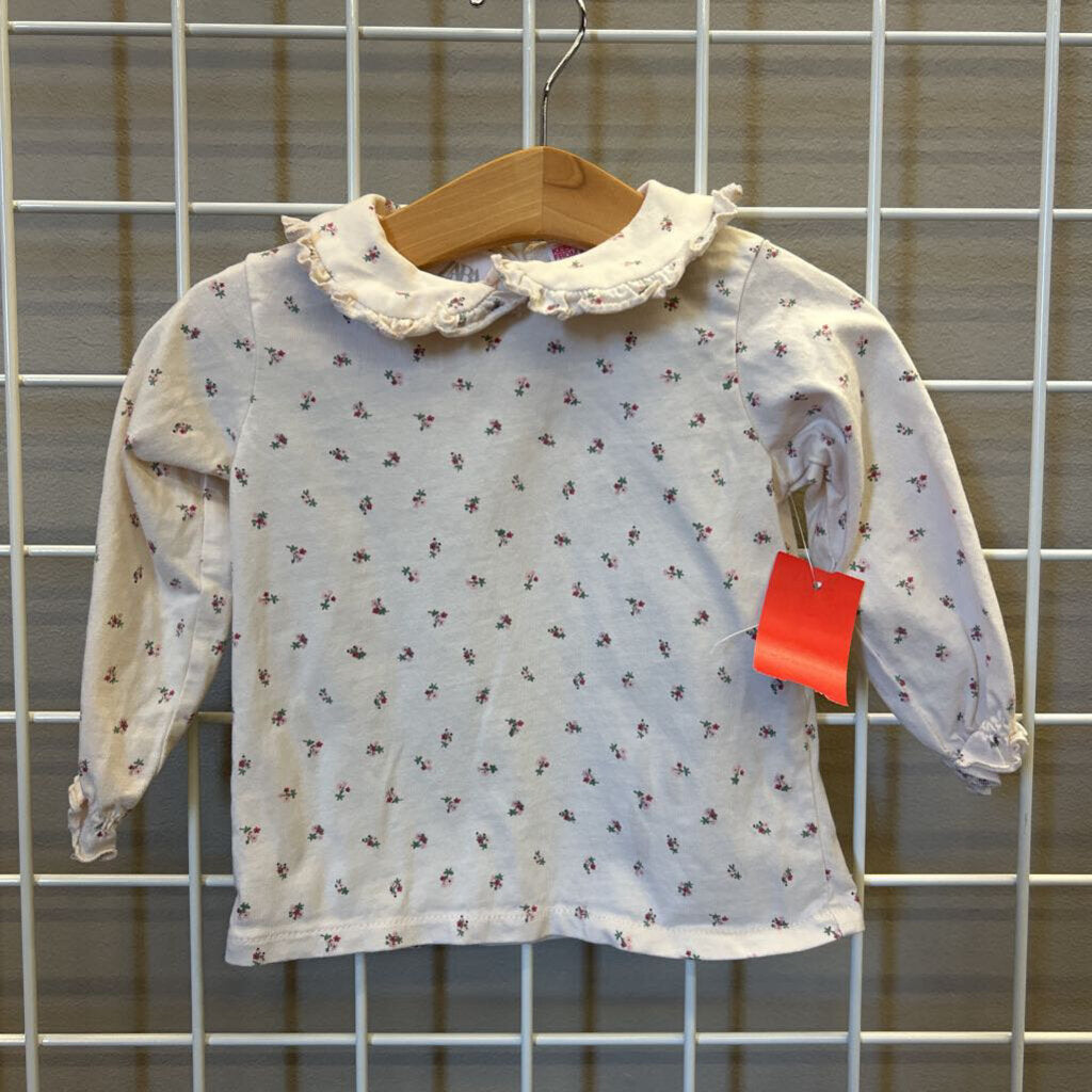 Zara Floral Collar LS Tee - 9/12m