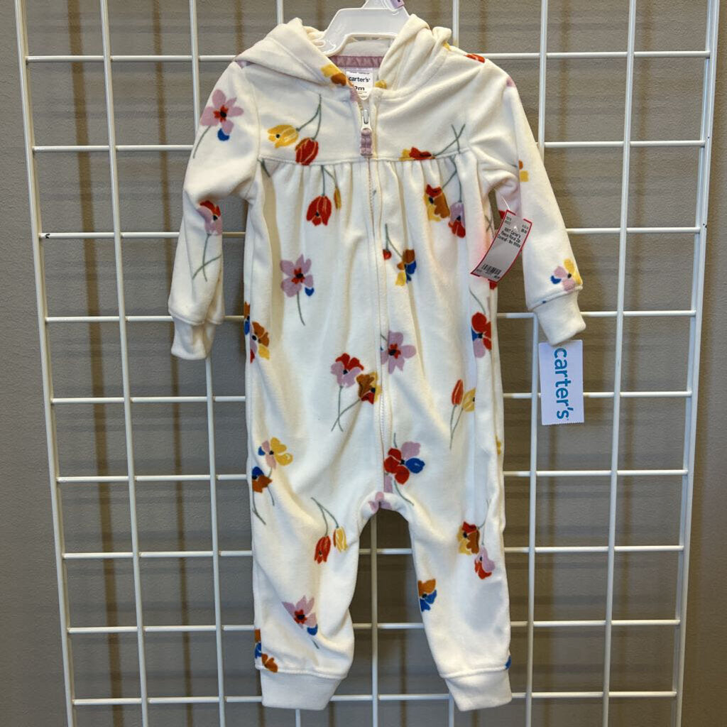 NWT Carter's Fleece Floral Zip Coverall - 9m