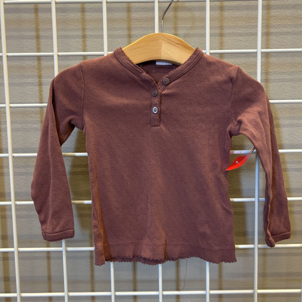 H&M Pointelle LS Henley - 12/18m