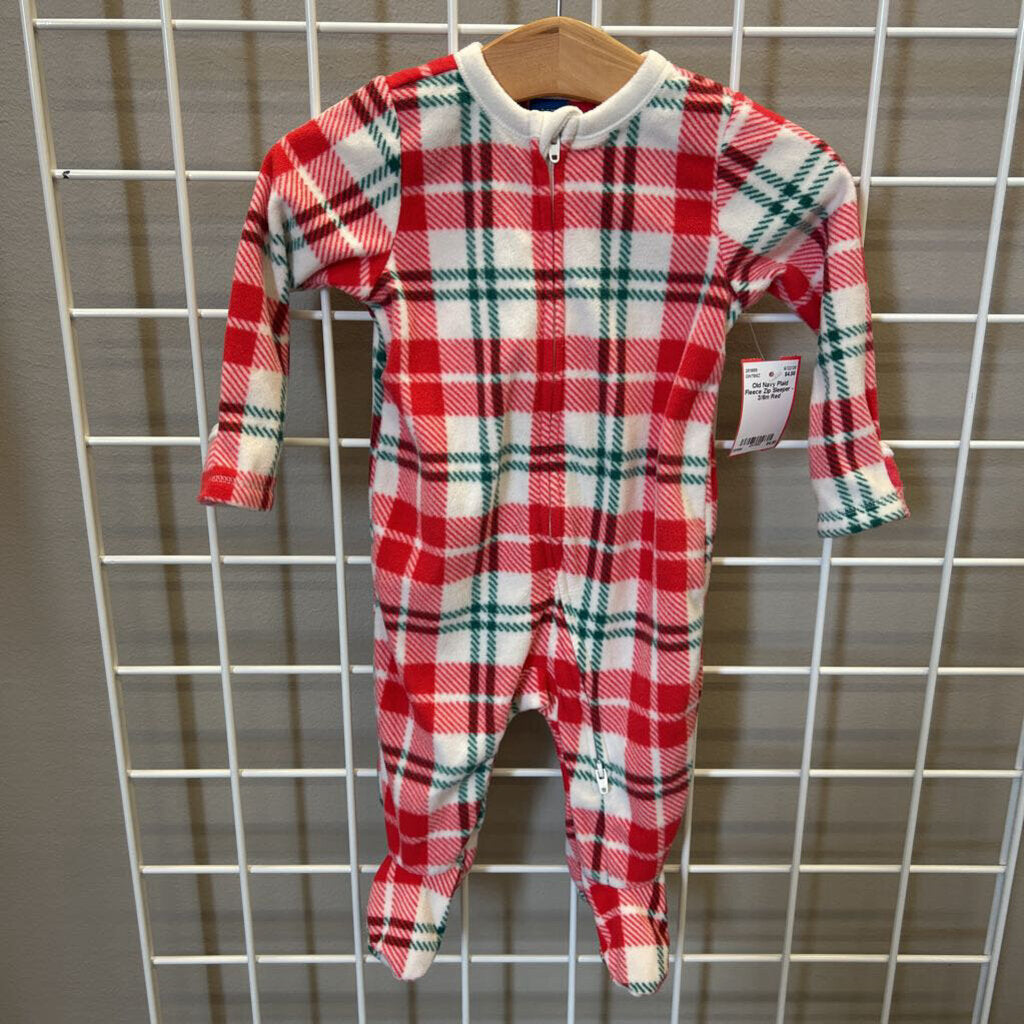 Old Navy Plaid Fleece Zip Sleeper - 3/6m