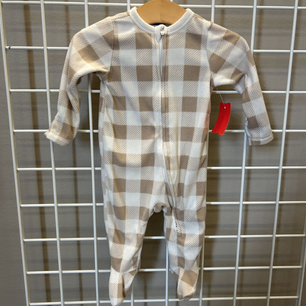 Old Navy Fleece Plaid Zip Sleeper - 3/6m