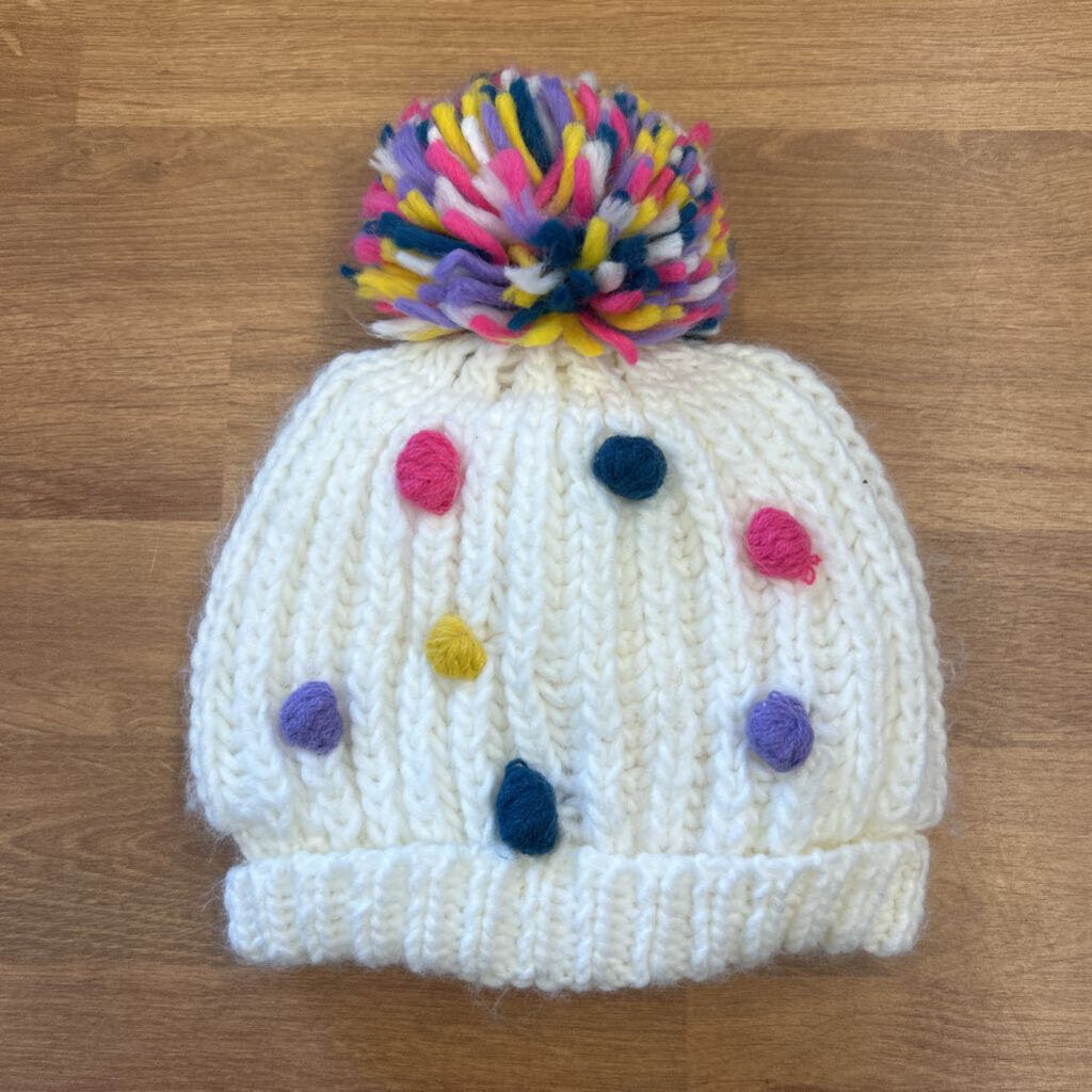Cappeli Swiss Dot Cream Knit Hat - 12/24m