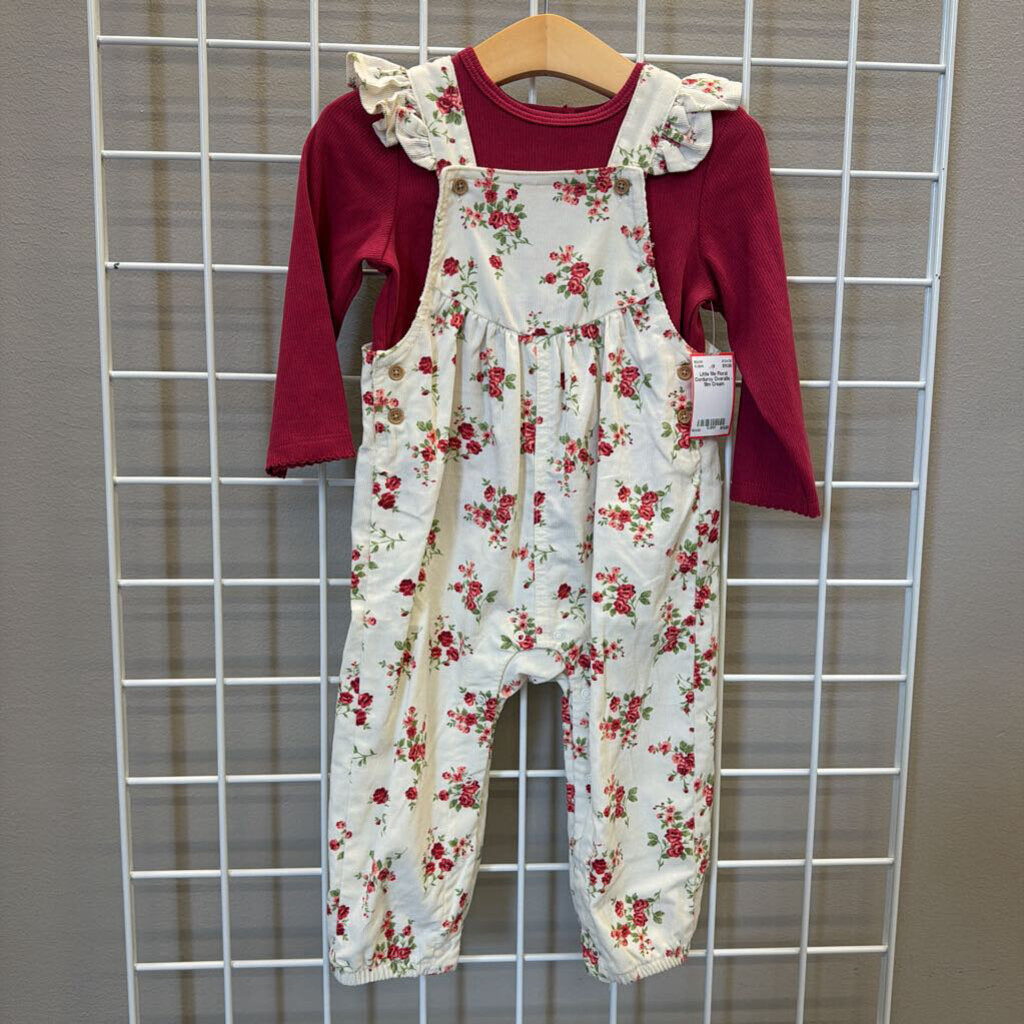 Little Me Floral Corduroy Overalls - 18m