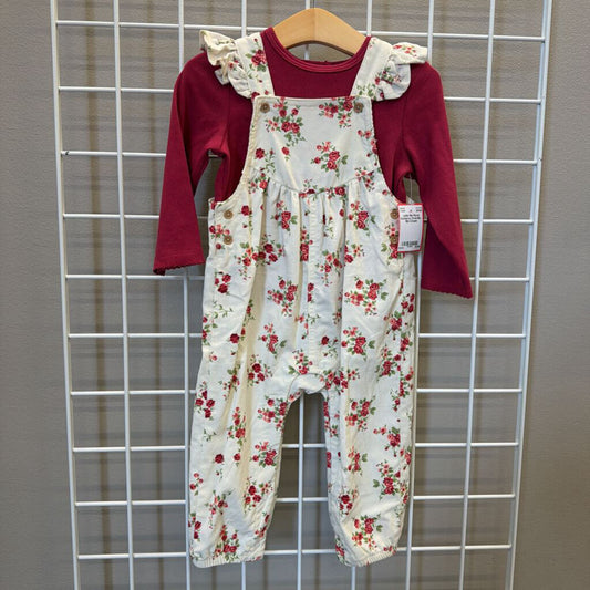 Little Me Floral Corduroy Overalls - 18m