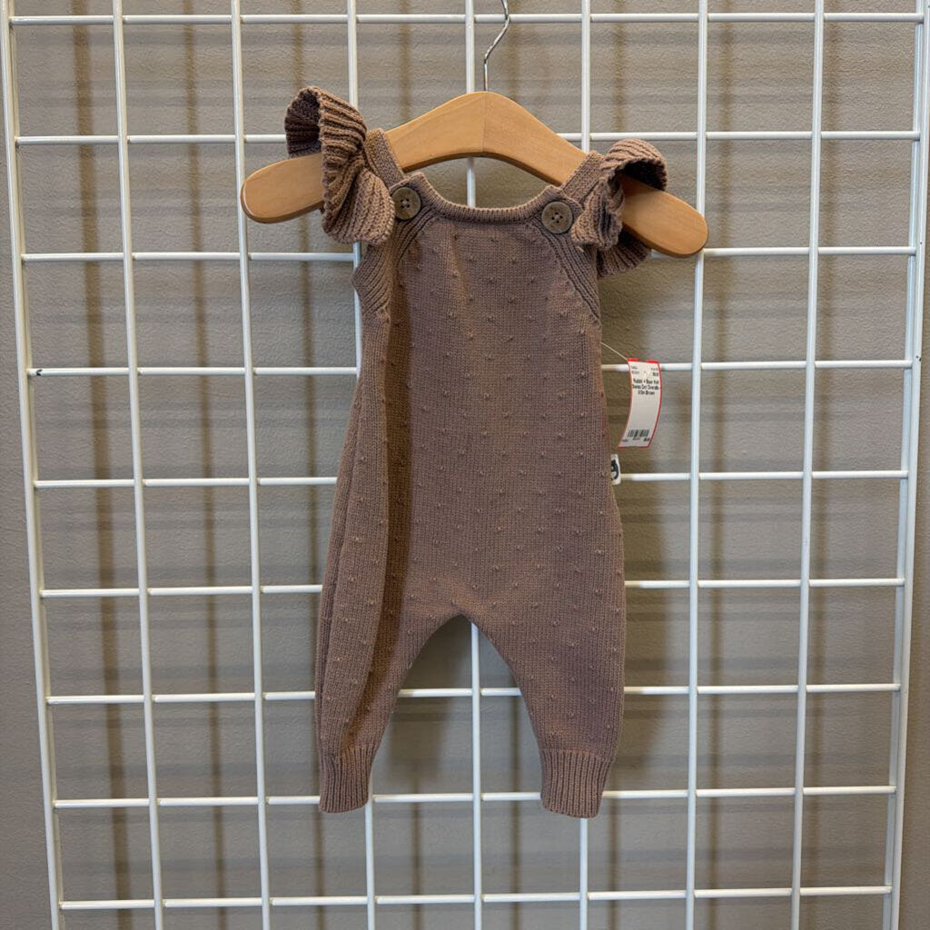 Rabbit + Bear Knit Swiss Dot Overalls - 0/3m