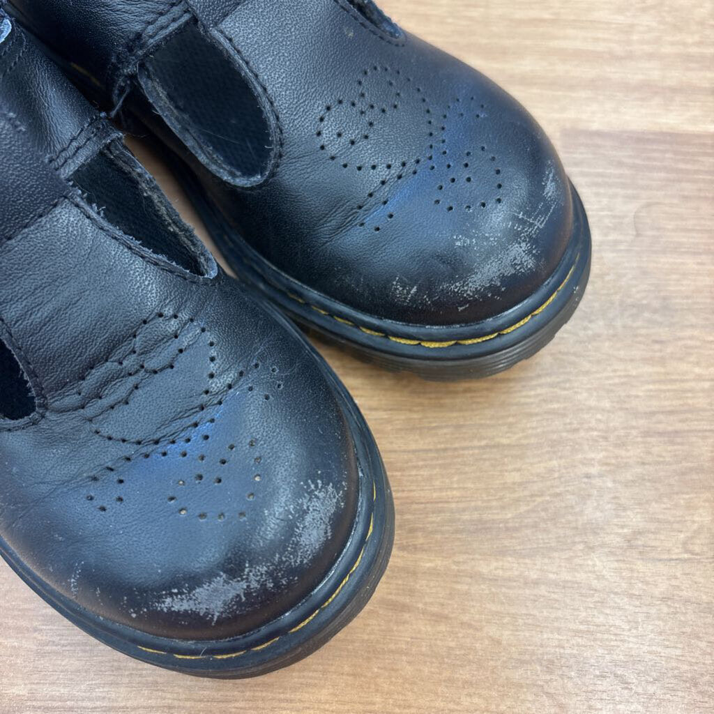 Dr. Martens Black T-Strap Shoes (wear on toe box) - 11