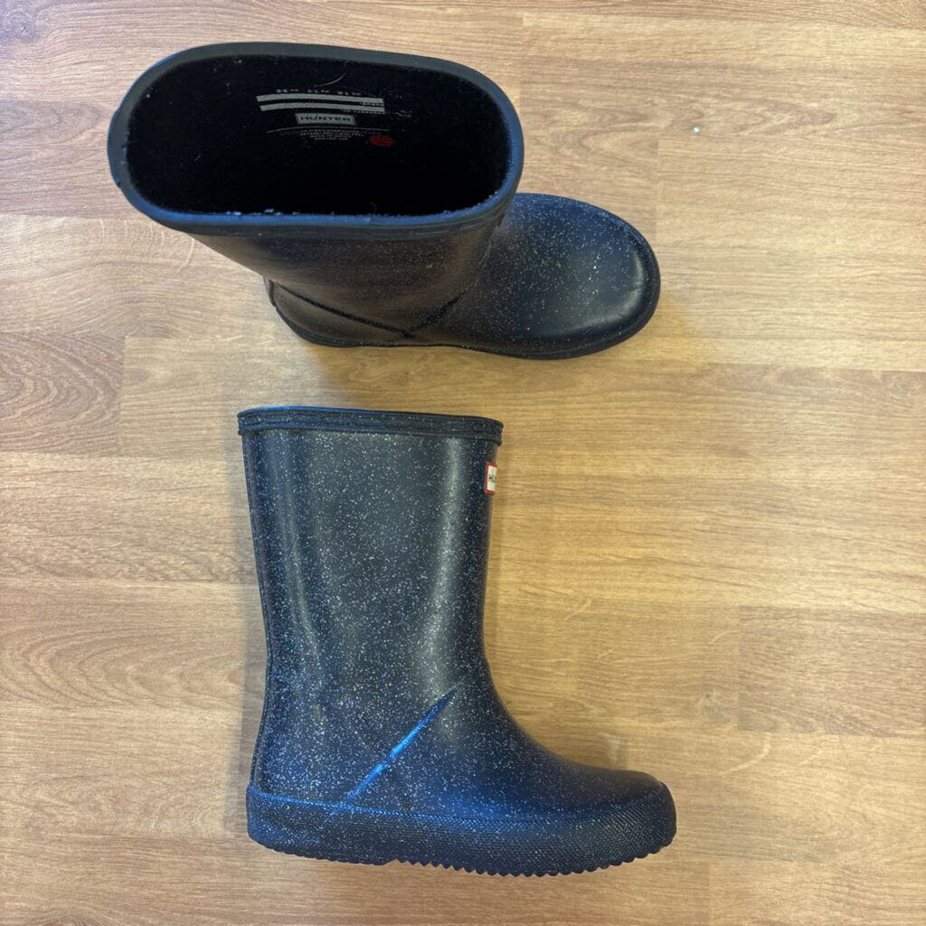Hunter Black Sparkle Rain Boots - 11
