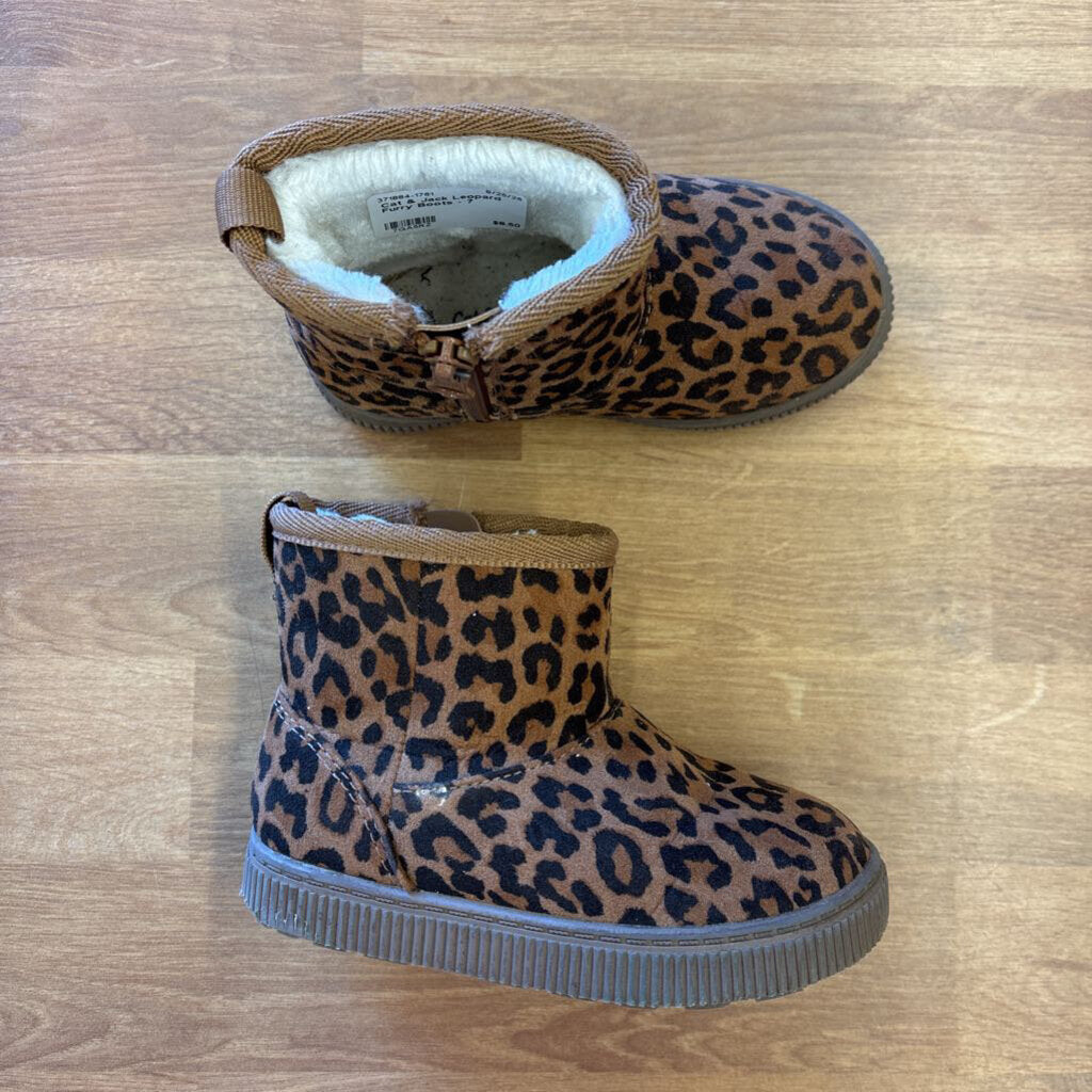 Cat & Jack Leopard Furry Boots - 7