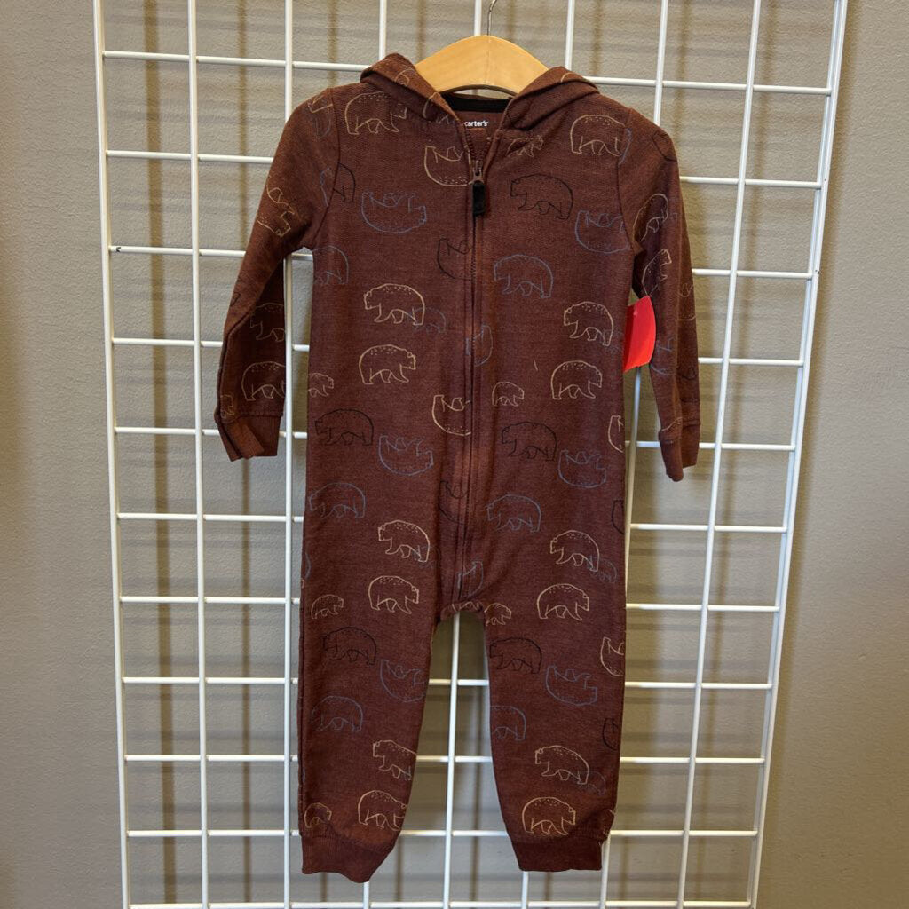 Carter's Bear Zip Hoodie Coverall - 24m