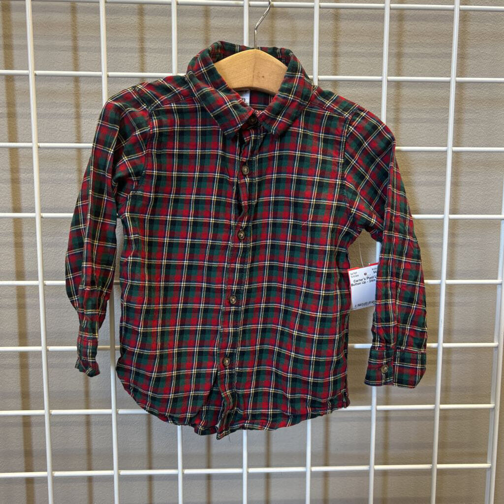 Carter's Plaid LS Button Up - 24m