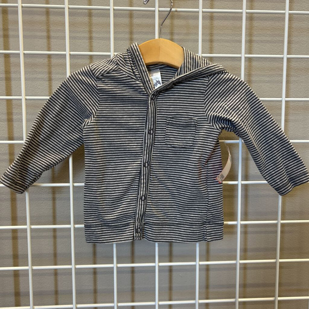 H&M Stripe Hoodie Tee - 4/6m
