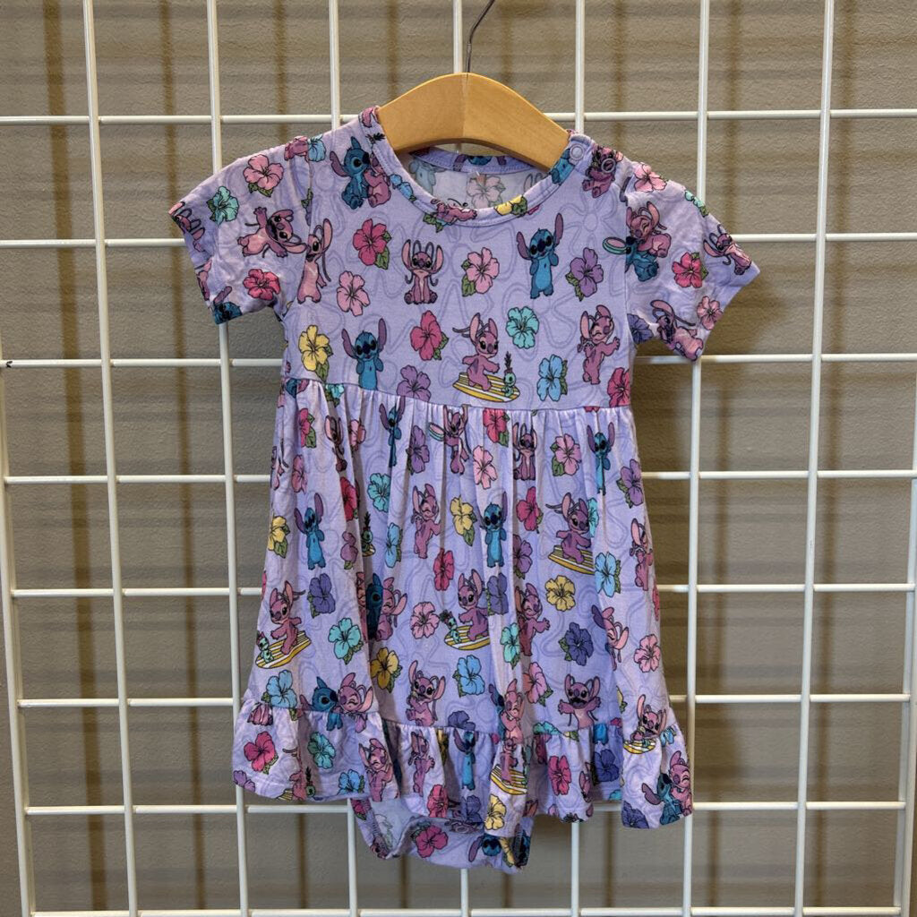 Posh Peanut Bamboo Stitch SS Twirl Dress Bodysuit - 18/24m
