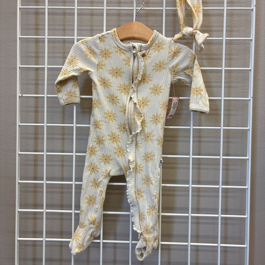 Rabbit + Bear Sunflower Zip Sleeper w/ Headband - 6/9m