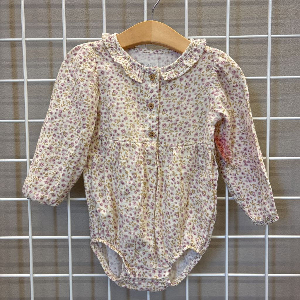 Little Planet Linen Floral LS Bodysuit - 24m