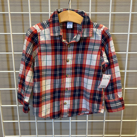 Old Navy Plaid LS Button Up - 3T