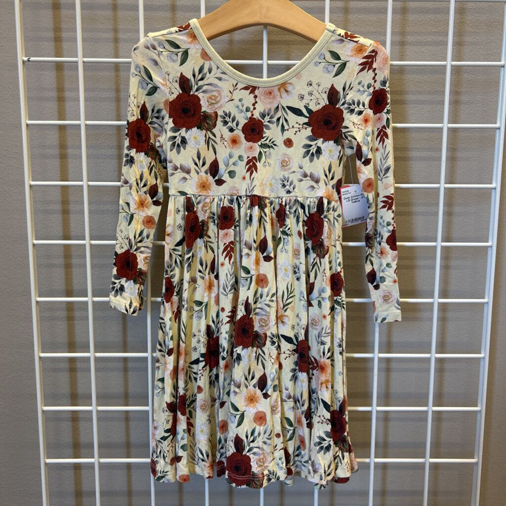 Cute Cotton Floral LS Dress - 2/3