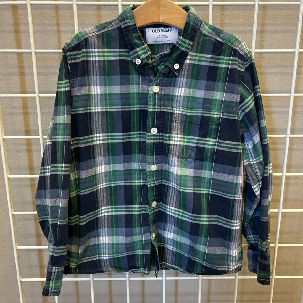 Old Navy Plaid LS Button Up - 6/7