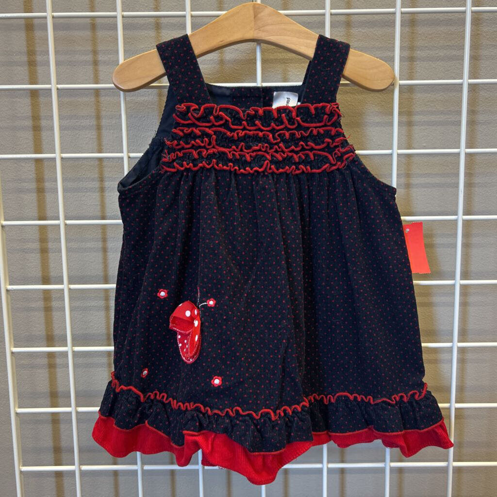 Rare Editions Ladybug Corduroy Tank Dress - 24m