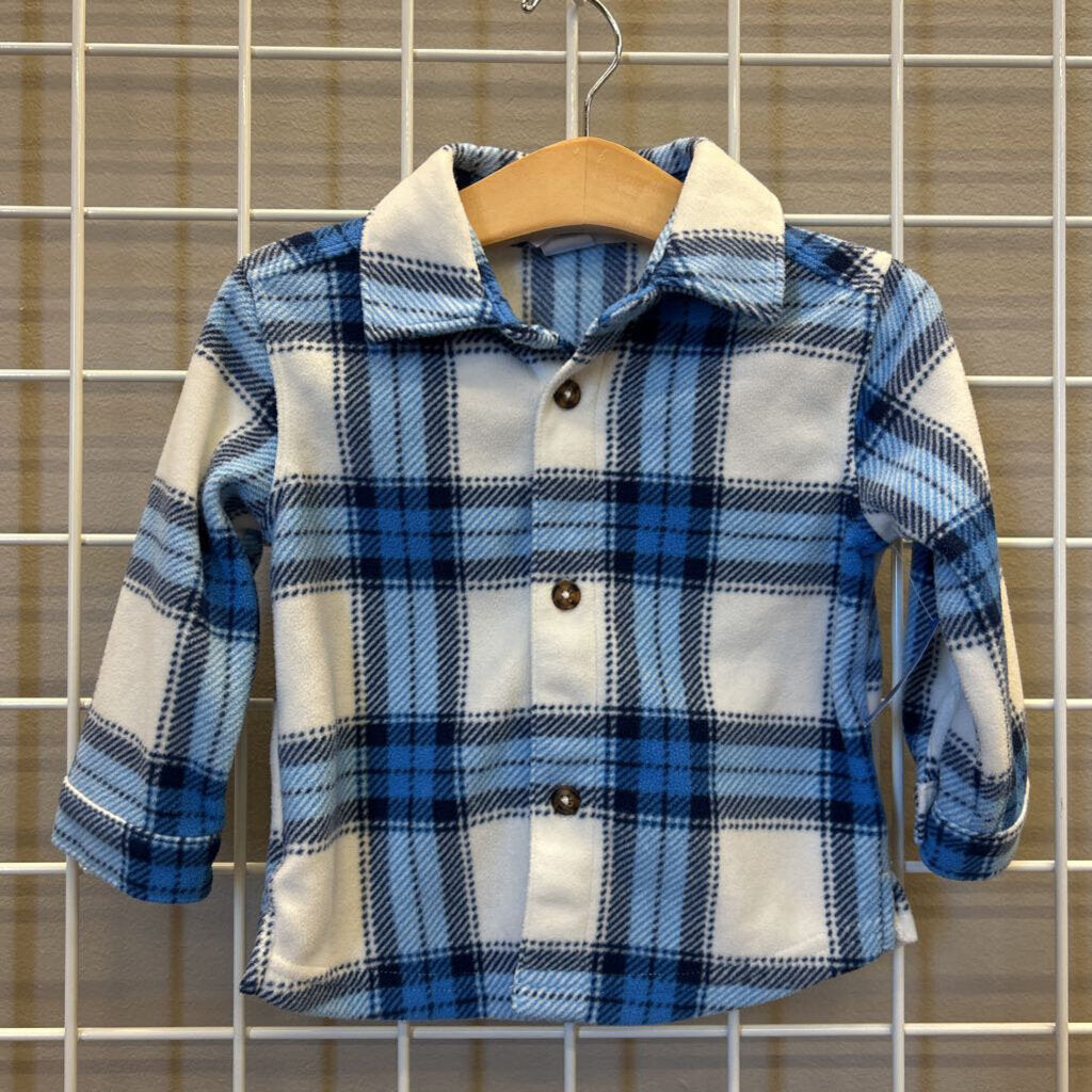 Carter's Fleece Plaid LS Button Up - 18m