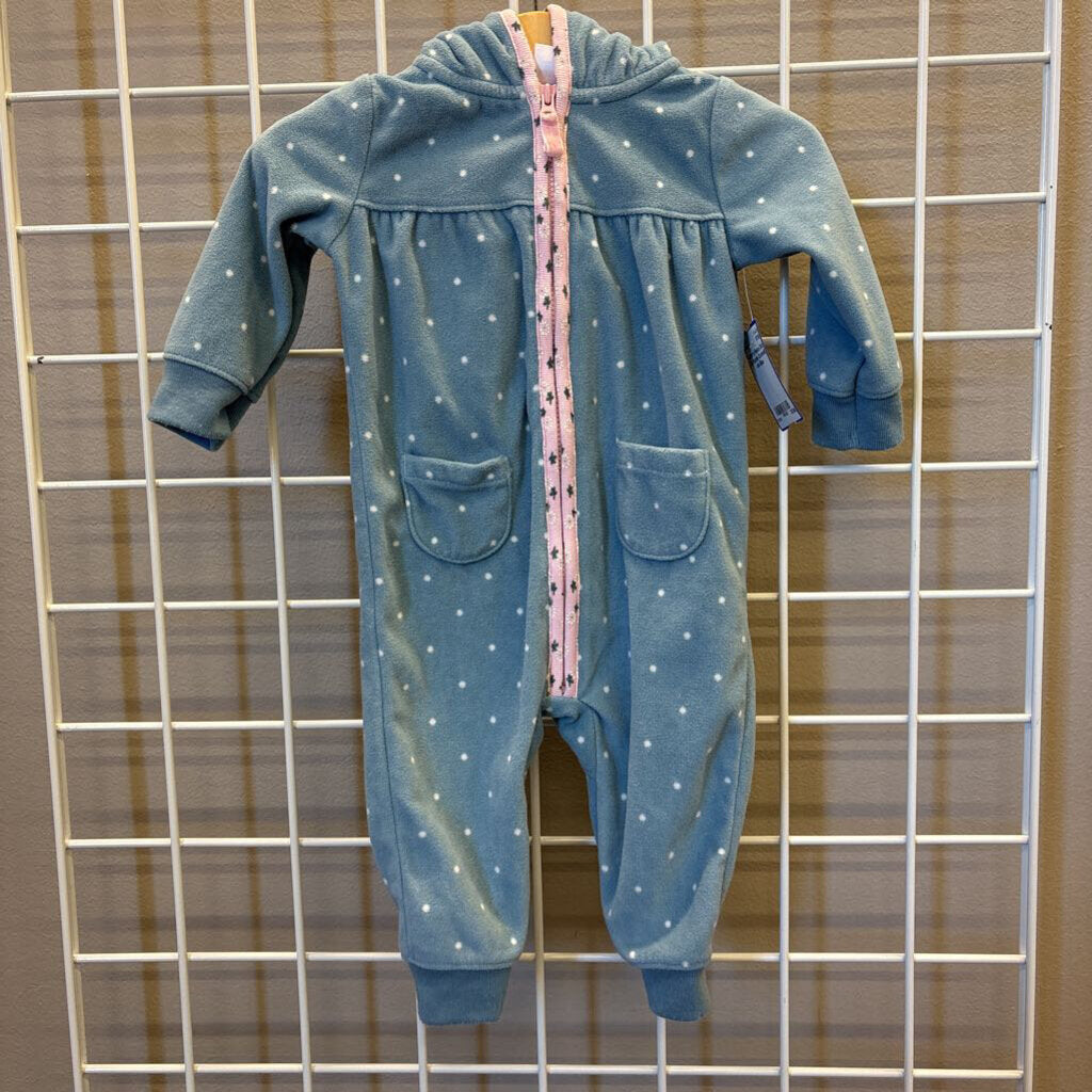 Carter's Fleece Dot Zip Hoodie Coverall - 6m