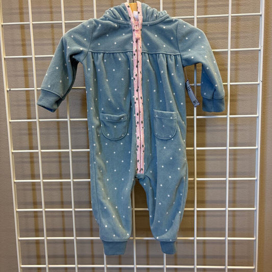 Carter's Fleece Dot Zip Hoodie Coverall - 6m