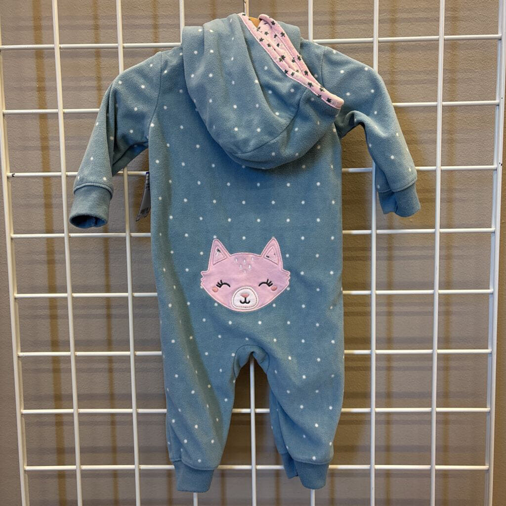Carter's Fleece Dot Zip Hoodie Coverall - 6m