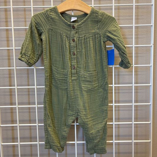 Old Navy Linen LS Romper - 6/12m