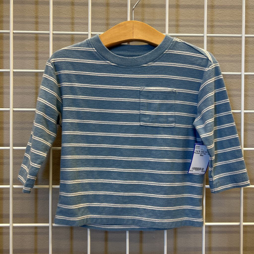 Cat & Jack Stripe Pocket LS Tee - 18m