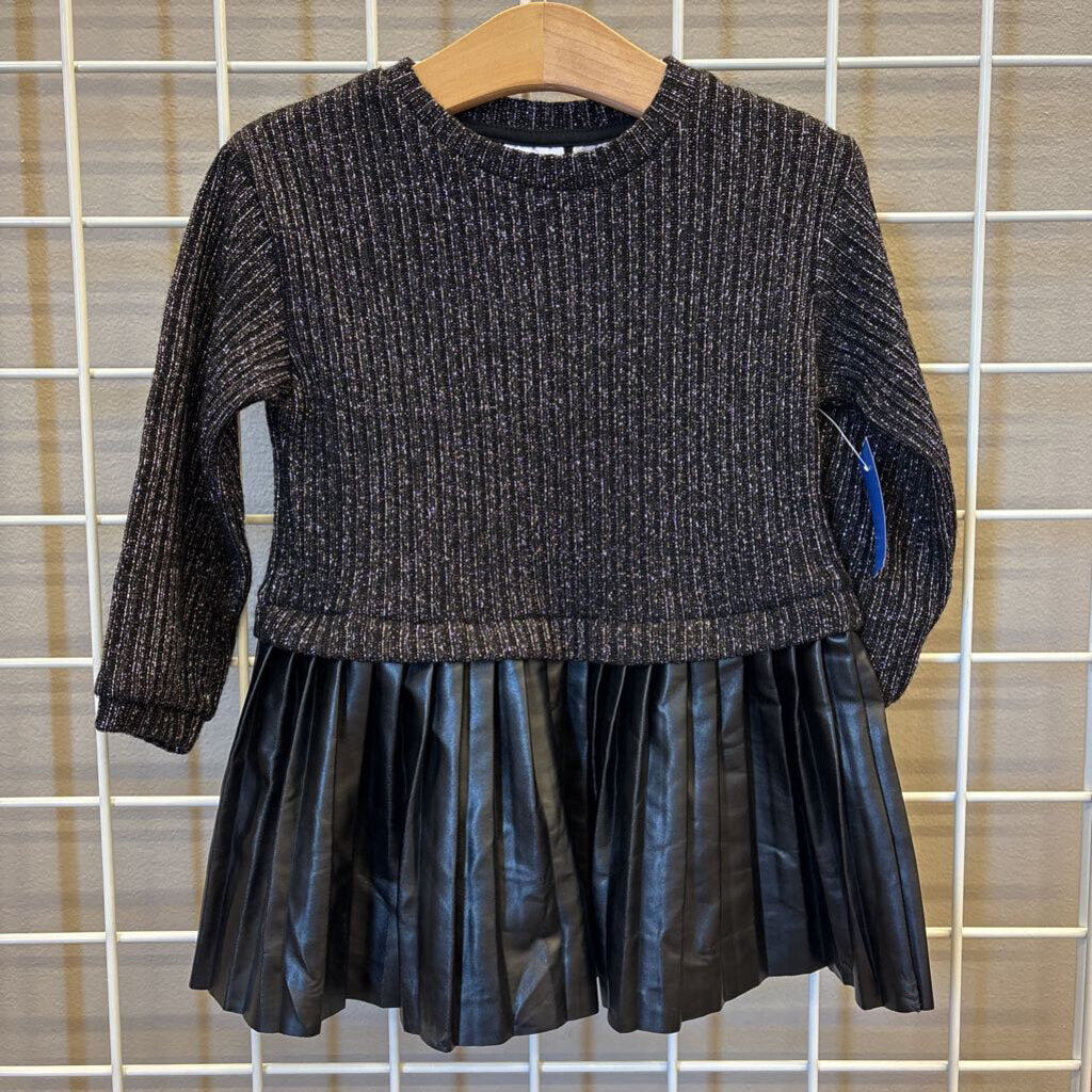 Zara Sparkle Faux Leather LS Dress - 18/24m