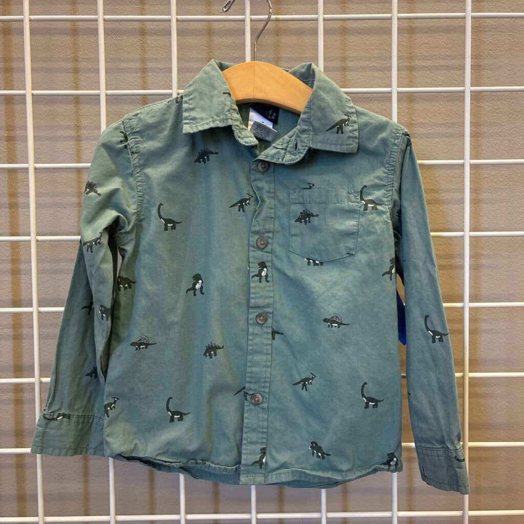 Little Rebels Dino LS Button Up - 4T