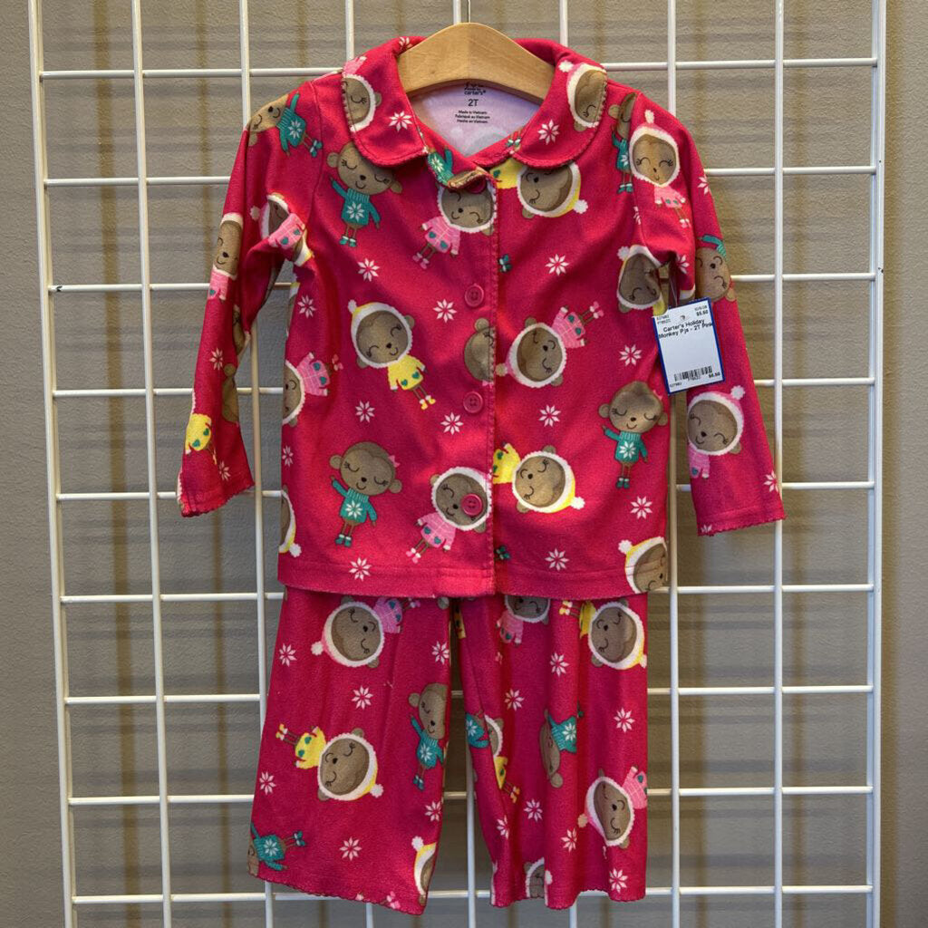 Carter's Holiday Monkey Pjs - 2T