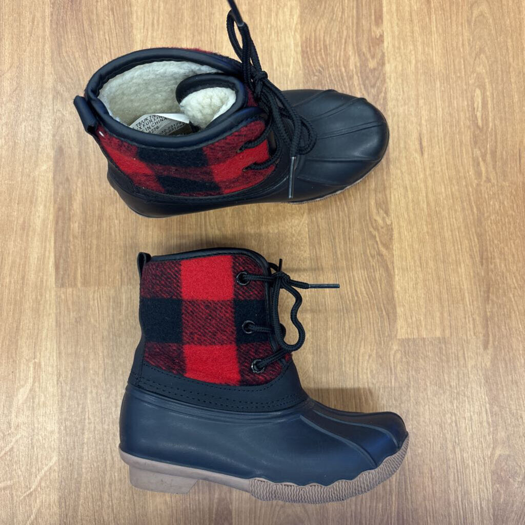Fab Kids Red Plaid Duck Boots - 8