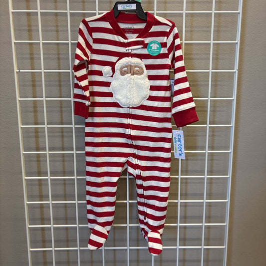 NWT Carter's Stripe Santa Zip Sleeper - 6/9m