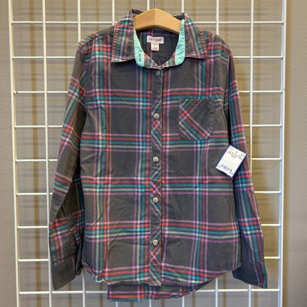Cat & Jack Plaid LS Button Up - 10/12