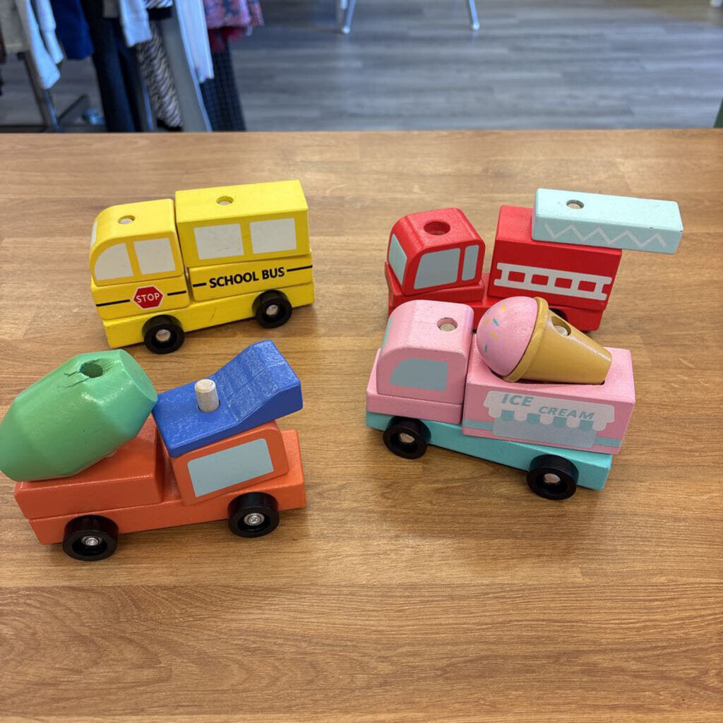 Bag of 4 Wooden Mix & Match Vehicles