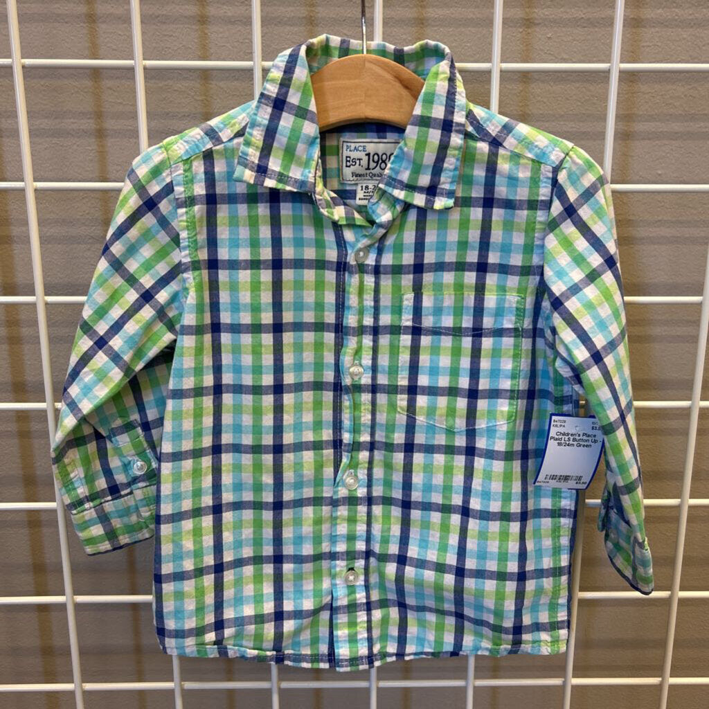 Children's Place Plaid LS Button Up - 18/24m