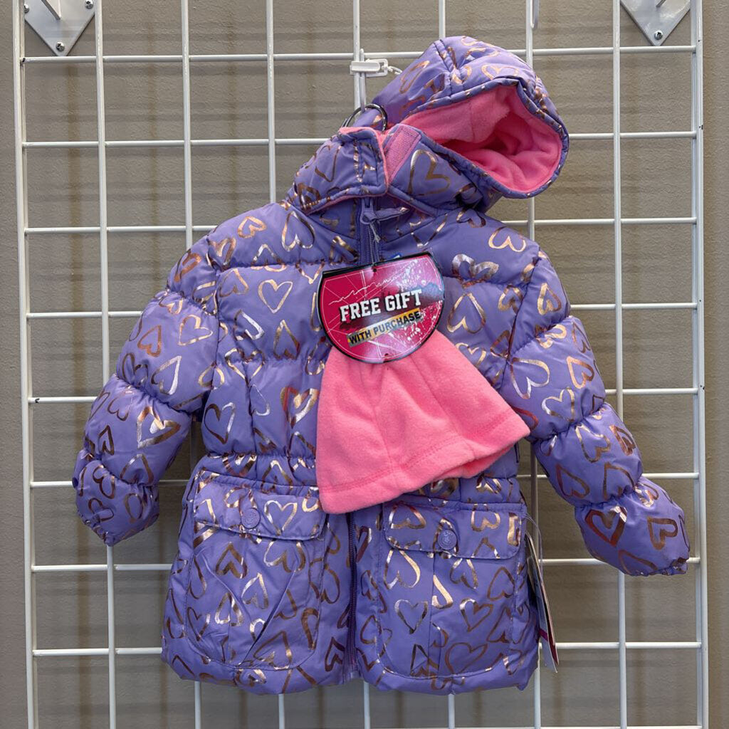 NWT Pink Platium Heart Winter Jacket - 2T