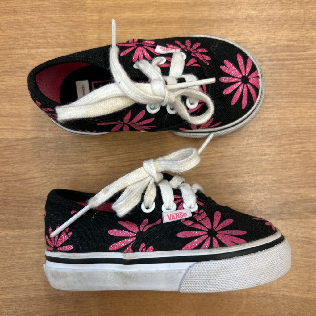 Vans Black Sparkle Floral Sneakers - 4