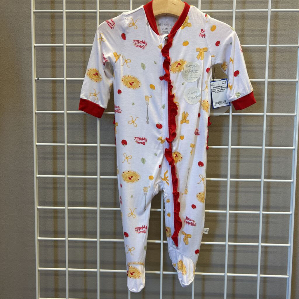 NWT Milkberry Rayon from Bamboo Pasta Zip Sleeper - 3/6m