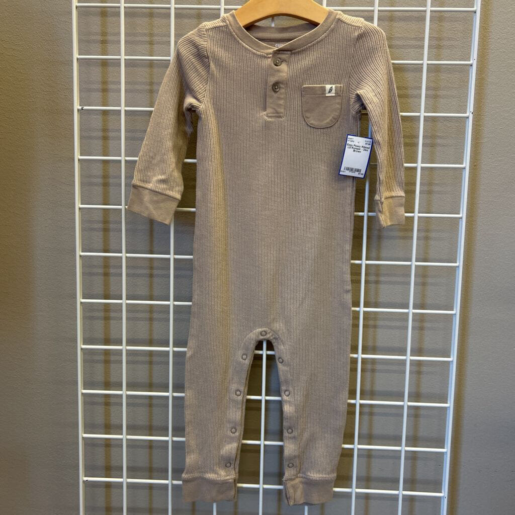 Easy Peasy Ribbed LS Romper - 24m